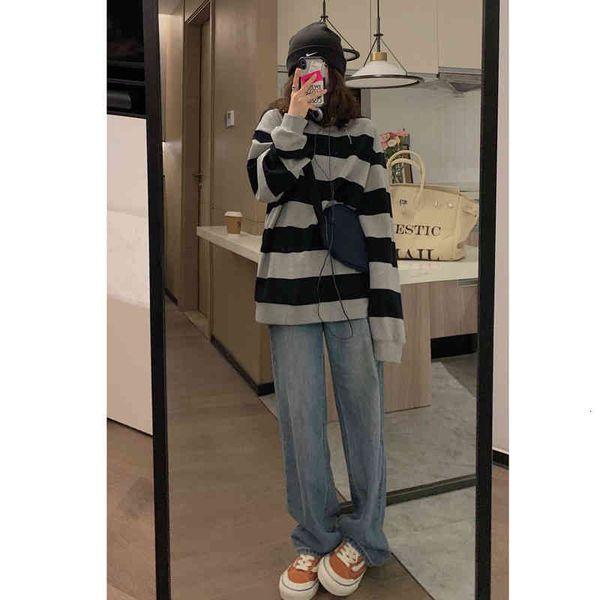 women's hoodies & sweatshirts black gray stripe autumn korean version simple thin loose lazy stripe pullover for lovers y64c
women's hoodies & sweatshirts black gray stripe autumn korean version simple thin loose lazy stripe pullover for lovers y64c