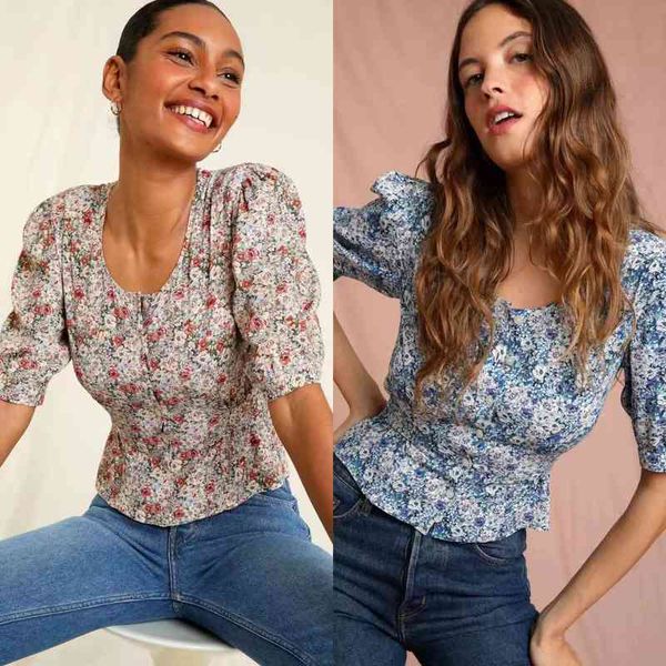 women's blouses shirts legal system ro spring and summer product rayon printing pastoral bubble sleeve bandage round neck blouse women, White
women's blouses shirts legal system ro spring and summer product rayon printing pastoral bubble sleeve bandage round neck blouse women, White
