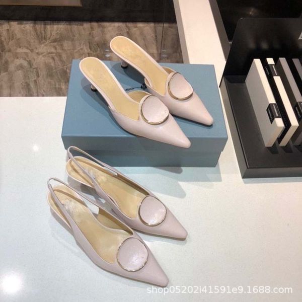sandals metal round buckle pointed high-heeled cross pattern cowhide baotou kitten heel half trailing back trip strap stilettos, Black
sandals metal round buckle pointed high-heeled cross pattern cowhide baotou kitten heel half trailing back trip strap stilettos, Black