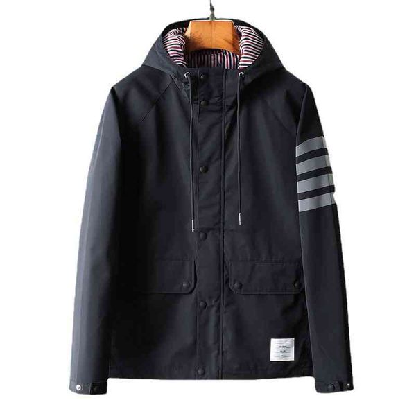 designer men's black trench coat tb classic british style reflective striped four-piece hooded jacket high quality, Black;brown
designer men's black trench coat tb classic british style reflective striped four-piece hooded jacket high quality, Black;brown