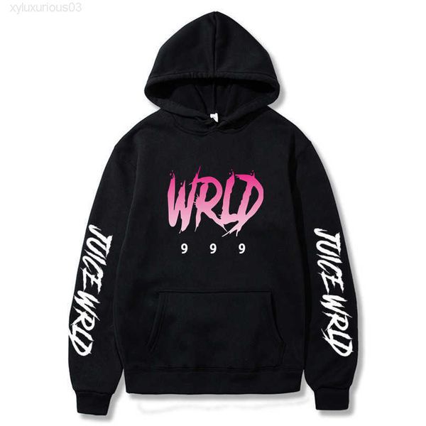 hoodies men sweatshirts autumn winter hooded harajuku hip hop hoodie fleece pullovers juice wrld hoody x0601, Black