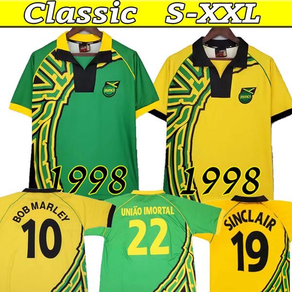 1998 jamaica retro soccer 10 bob marley jerseys vintage classic 22 uniao imortal for sport fans color black breathable football shirt kits u, Black;yellow
1998 jamaica retro soccer 10 bob marley jerseys vintage classic 22 uniao imortal for sport fans color black breathable football shirt kits u, Black;yellow