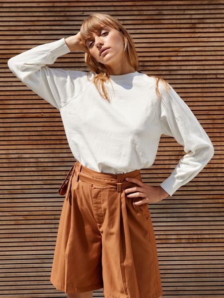 motf premium openwork raglan sleeve sweater c9mq#, White;black
motf premium openwork raglan sleeve sweater c9mq#, White;black