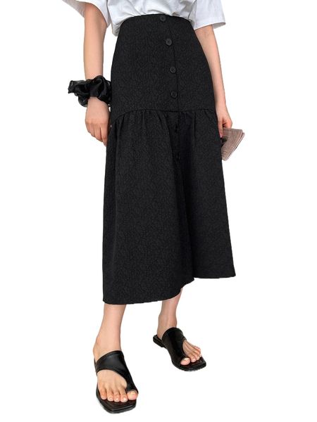 dazy high waist jacquard single breasted skirt e42b#, Black
dazy high waist jacquard single breasted skirt e42b#, Black