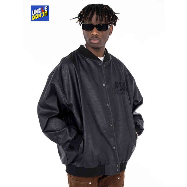 uncledonjm vintage embroidery pu leather jacket men loose couple baseball motorcycle jacket high street 2022 men clothing coat t220728, Black;brown
uncledonjm vintage embroidery pu leather jacket men loose couple baseball motorcycle jacket high street 2022 men clothing coat t220728, Black;brown
