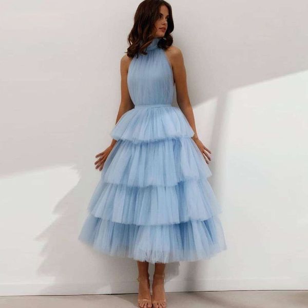 blue prom dresses high neck tiered tulle tea length backless summer arabic evening party gowns graduation 2022, Black
blue prom dresses high neck tiered tulle tea length backless summer arabic evening party gowns graduation 2022, Black