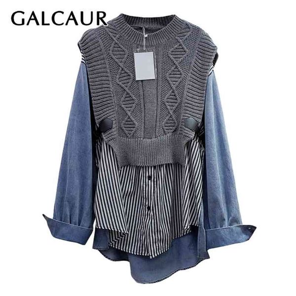 galcaur patchwork striped shirt for women o neck long sleeve hit color oversized loose high street blouses female clothing 210412, White
galcaur patchwork striped shirt for women o neck long sleeve hit color oversized loose high street blouses female clothing 210412, White