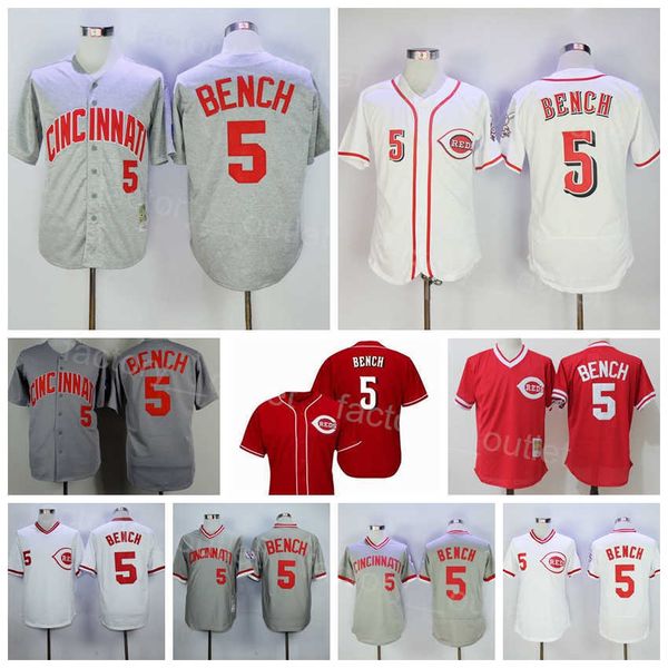 

vintage 1969 1975 1976 1990 throwback baseball 5 johnny bench jersey all stitched team color red white black grey pullover flexbase cool bas, Blue;black
