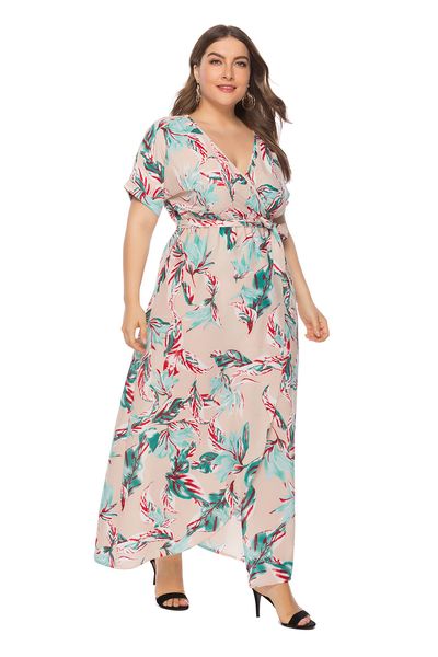 plus size floral dress with slit 2021 v neck short sleeve print party elegant slim high waist flowers plus size boho beach dress, Black
plus size floral dress with slit 2021 v neck short sleeve print party elegant slim high waist flowers plus size boho beach dress, Black
