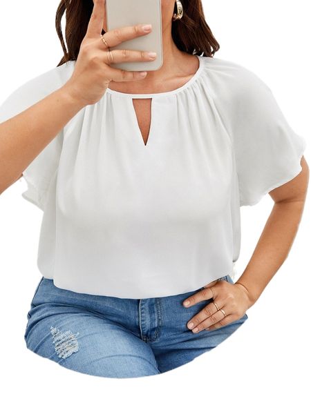 plus cut out butterfly sleeve blouse c07l#, Black 
plus cut out butterfly sleeve blouse c07l#, Black