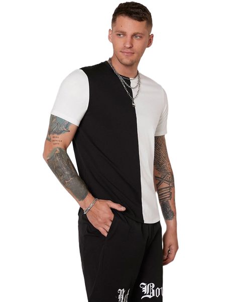 men two tone tee k5td#, White;black