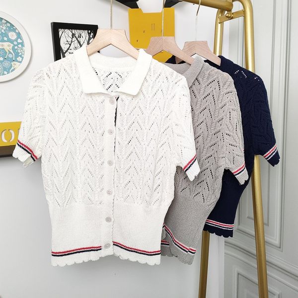 405 2022 summer sweater crew neck short sleeve white blue gray pullover brand same style luxury striped sequins ruibing, White;black
405 2022 summer sweater crew neck short sleeve white blue gray pullover brand same style luxury striped sequins ruibing, White;black