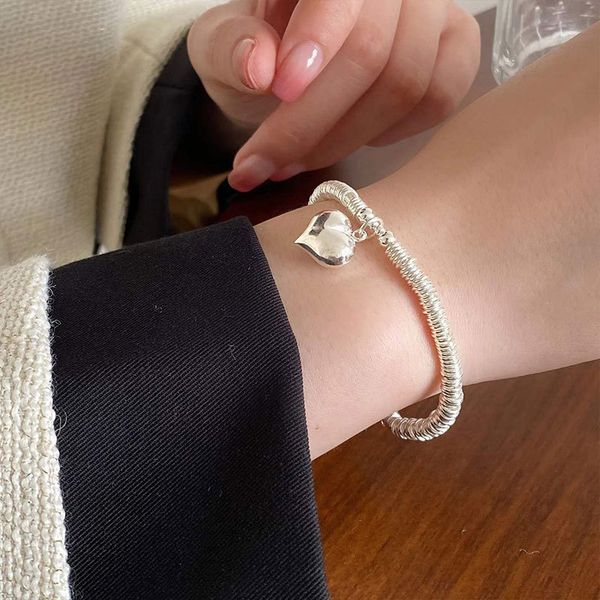 s925 full body sterling silver love ring bracelet female version simple ins peach heart student friend, Golden;silver
s925 full body sterling silver love ring bracelet female version simple ins peach heart student friend, Golden;silver