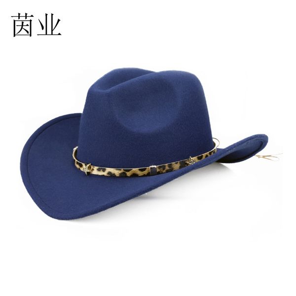 leopard print five-pointed star belt cowboy hat mens and womens autumn and winter woolen fedora hat outdoor knight hat western cowboy, Blue;gray
leopard print five-pointed star belt cowboy hat mens and womens autumn and winter woolen fedora hat outdoor knight hat western cowboy, Blue;gray
