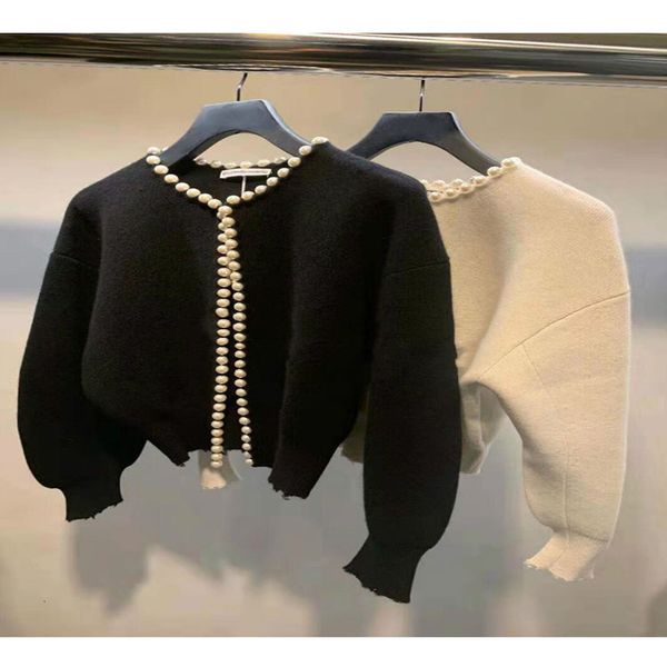 women's sweaters dangjia spring and summer elegant pearl decorative woolen sweater loose v-neck waist cardigan women, White;black
women's sweaters dangjia spring and summer elegant pearl decorative woolen sweater loose v-neck waist cardigan women, White;black