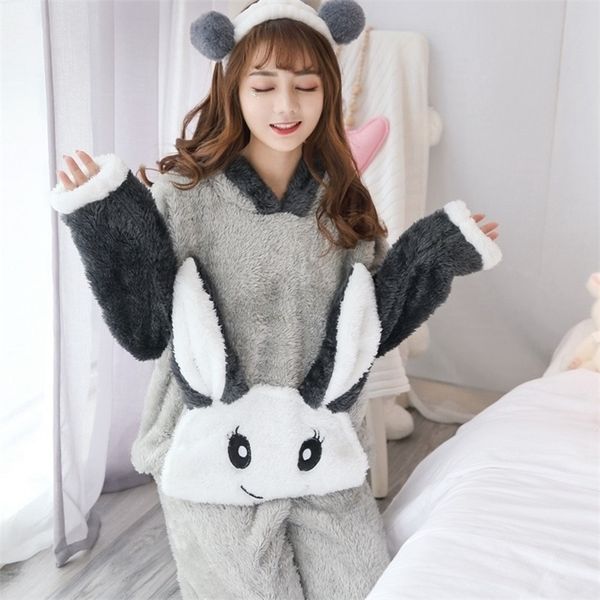 july's song woman flannel pajamas winter pajama sets pink cute cartoon animal pajamas thick sleepwear woman casual homewear 201114, Black;red
july's song woman flannel pajamas winter pajama sets pink cute cartoon animal pajamas thick sleepwear woman casual homewear 201114, Black;red