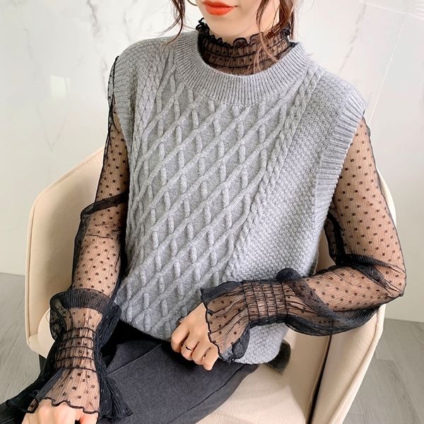 women vest sweater fashion knitted sweater loose vintage female waistcoat chic oversize sweater clothes outfit y201128, Black;white
women vest sweater fashion knitted sweater loose vintage female waistcoat chic oversize sweater clothes outfit y201128, Black;white