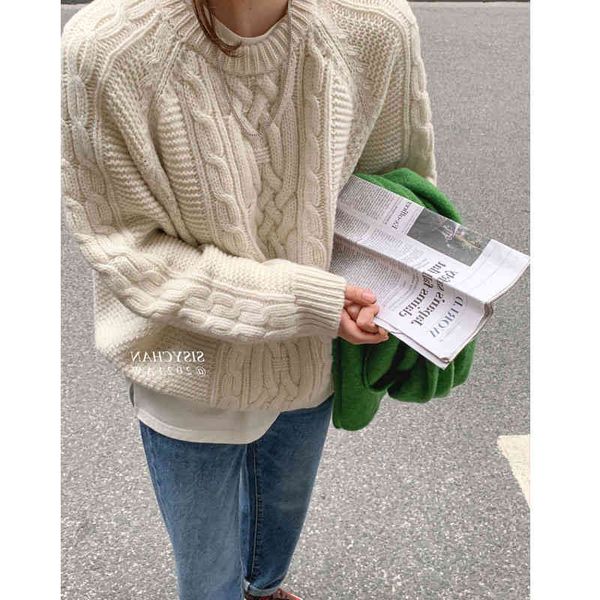 women's knits & tees net red and black label old friend twisted sweater wool soft waxy thick round neck pullover women's fashion 5, White
women's knits & tees net red and black label old friend twisted sweater wool soft waxy thick round neck pullover women's fashion 5, White
