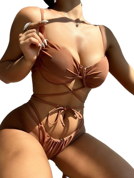 plain ruched criss cross bikini swimsuit y0qz#, White;black 
plain ruched criss cross bikini swimsuit y0qz#, White;black