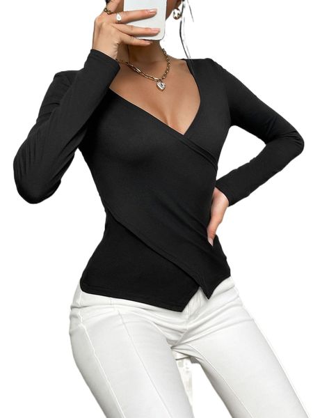 solid wrap cross tee v4nw#, White