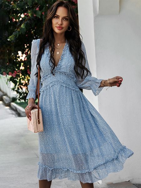 autumn winter ladies v neck print medium long dress women casual butterfly sleeve high waist chiffon chic 220721, Black;gray
autumn winter ladies v neck print medium long dress women casual butterfly sleeve high waist chiffon chic 220721, Black;gray