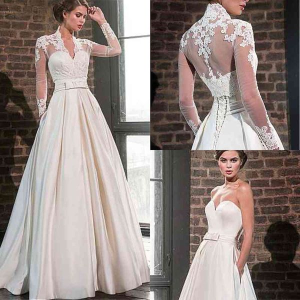 ball gown wedding dresses high end wedding dress for women style deep v-neck long sleeve lace is thin and neat, White
ball gown wedding dresses high end wedding dress for women style deep v-neck long sleeve lace is thin and neat, White