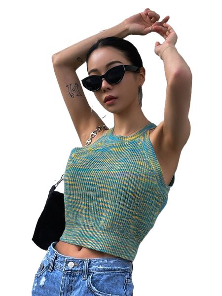 dazy space dye crop knit n7dy#, White;black 
dazy space dye crop knit n7dy#, White;black