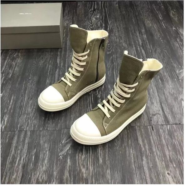 famous designer rick men women owens lace up boots fashion trainer shoes sneakers fragrant sole green canvas motorcycle boot with box, Black
famous designer rick men women owens lace up boots fashion trainer shoes sneakers fragrant sole green canvas motorcycle boot with box, Black