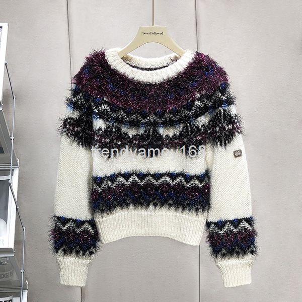 women's knits & tees cashmere sweater female slim fit 21 autumn and winter color matching bright silk hook flower round neck rainbow sn, White
women's knits & tees cashmere sweater female slim fit 21 autumn and winter color matching bright silk hook flower round neck rainbow sn, White