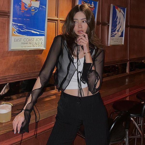 women's blouses & shirts wishyear summer solid lace up hollow out crop women long sleeve see through t aesthetic y2k clothesw, White
women's blouses & shirts wishyear summer solid lace up hollow out crop women long sleeve see through t aesthetic y2k clothesw, White