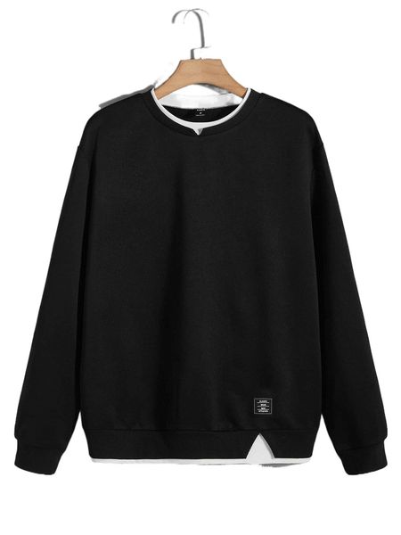 men letter patched detail 2 in 1 sweatshirt n1zh#, Black
men letter patched detail 2 in 1 sweatshirt n1zh#, Black