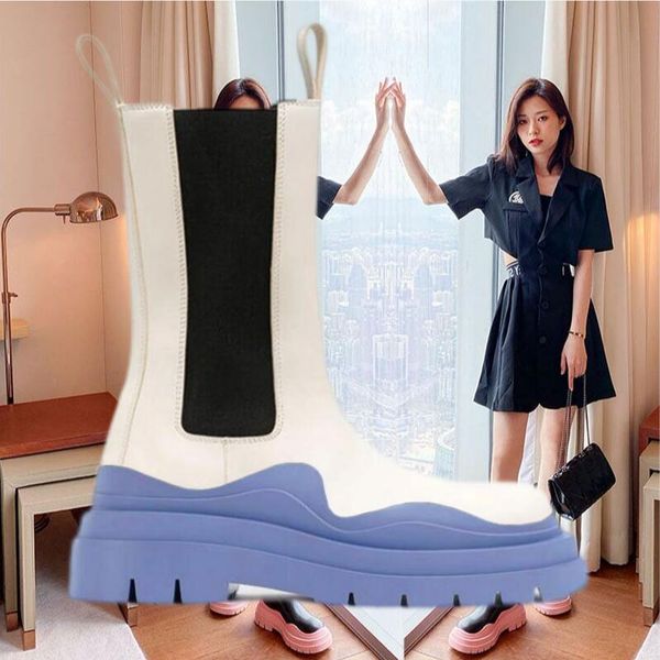 two tone tire chelsea boots women platform chunky boot lady luxe design men calf desiger mid tube calfskin slip-on style round toe boots whi, Black
two tone tire chelsea boots women platform chunky boot lady luxe design men calf desiger mid tube calfskin slip-on style round toe boots whi, Black