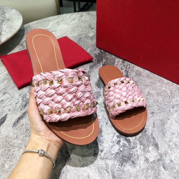 slippers women wear braided rivet personalized net red flip flops outside in summer, travel beach flat bottom vacation, Black
slippers women wear braided rivet personalized net red flip flops outside in summer, travel beach flat bottom vacation, Black
