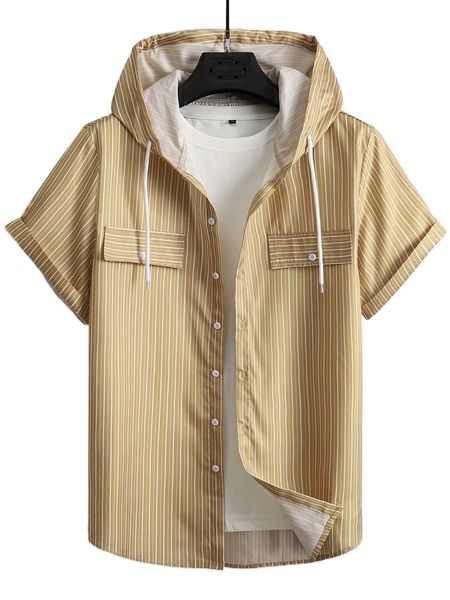 men striped print drawstring hooded shirt without tee k2ms#, White;black
men striped print drawstring hooded shirt without tee k2ms#, White;black