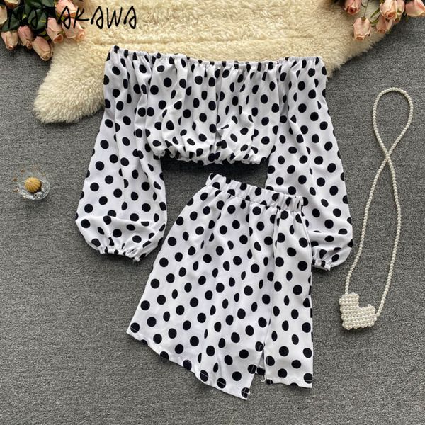 suit female sweet blusas polkadot short blouse highwaist skirt twopiece set for women 210506, White
suit female sweet blusas polkadot short blouse highwaist skirt twopiece set for women 210506, White