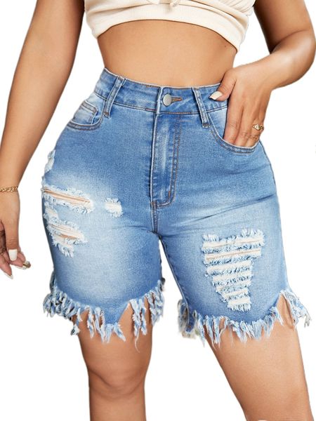 sxy raw hem ripped denim shorts k45r#, White;black