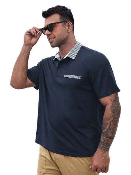 extended sizes men plaid button front polo shirt p2ym#, White;black
extended sizes men plaid button front polo shirt p2ym#, White;black