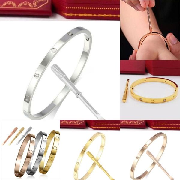 love 18k gold bracelet bangles steel titanium screw screwdriver designer bracelets for men women 4cz slip-on style bracelet jewelry with vel, Golden;silver
love 18k gold bracelet bangles steel titanium screw screwdriver designer bracelets for men women 4cz slip-on style bracelet jewelry with vel, Golden;silver