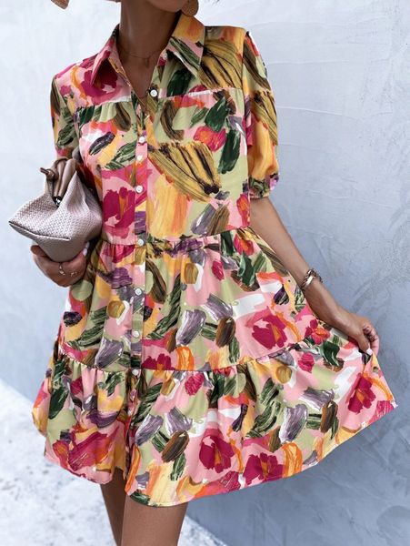 brush print puff sleeve smock dress m1dl#, Black;gray
brush print puff sleeve smock dress m1dl#, Black;gray