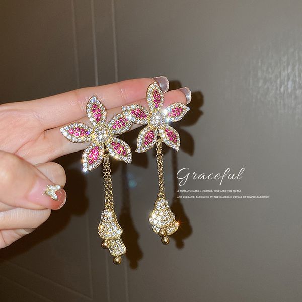 925 silver stud rhinestone-encrusted large flower bell earrings european and american exaggerated long tassel earrings trend atmosphere earr, Golden
925 silver stud rhinestone-encrusted large flower bell earrings european and american exaggerated long tassel earrings trend atmosphere earr, Golden