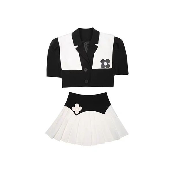 2022 summer new korean dress fashion blazer crop outwear pleated skirt two piece set women navy collar jacket mini skirt suits female, Black;gray
2022 summer new korean dress fashion blazer crop outwear pleated skirt two piece set women navy collar jacket mini skirt suits female, Black;gray