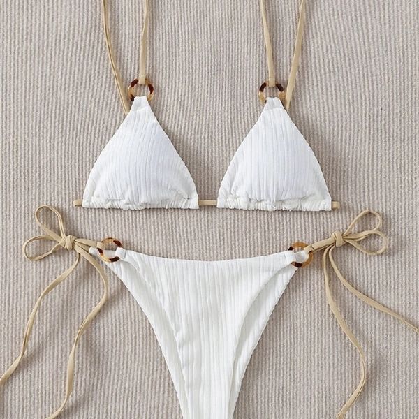bikini set cute white plain ring linked spaghetti strap triangle thong biquini swimsuit swimwear women bathing suit b0 220408, White;black
bikini set cute white plain ring linked spaghetti strap triangle thong biquini swimsuit swimwear women bathing suit b0 220408, White;black