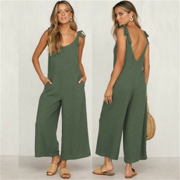 women rompers summer ladies casual clothes loose linen cotton jumpsuit sleeveless backless playsuit trousers overalls 220713, Black;white
women rompers summer ladies casual clothes loose linen cotton jumpsuit sleeveless backless playsuit trousers overalls 220713, Black;white