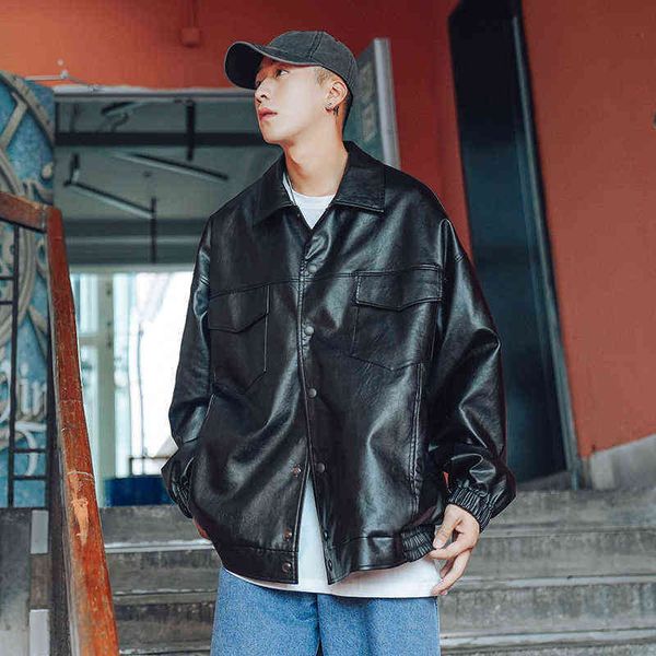 2022 men's baseball pu leather jackets motorcycle russian coats faux fur slim fit black leather jacket lapel collar outerwear t220728
2022 men's baseball pu leather jackets motorcycle russian coats faux fur slim fit black leather jacket lapel collar outerwear t220728