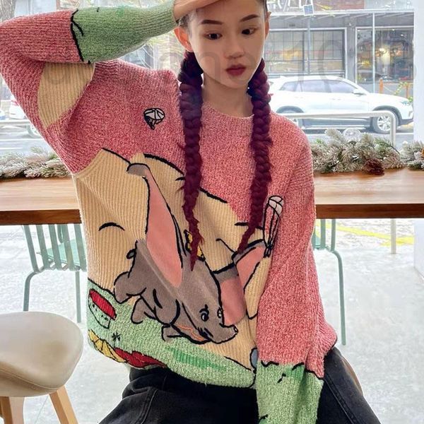 women's sweaters designer youth 2022 new round neck long sleeve cartoon elephant jacquard embroidery color matching loose casual sweate, White;black
women's sweaters designer youth 2022 new round neck long sleeve cartoon elephant jacquard embroidery color matching loose casual sweate, White;black