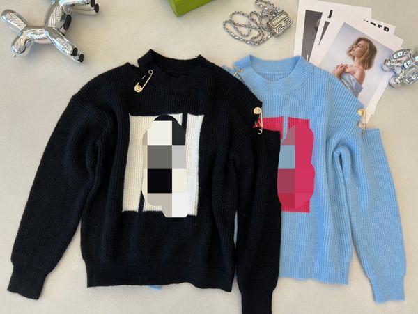 715 2022 milan runway spring summer brand same style sweater long sleeve crew neck blue black pullover striped womens yl, White;black
715 2022 milan runway spring summer brand same style sweater long sleeve crew neck blue black pullover striped womens yl, White;black