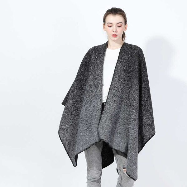 shawl s autumn and winter womens jacquard split gradient idea cape fashionable simple, Blue;gray
shawl s autumn and winter womens jacquard split gradient idea cape fashionable simple, Blue;gray