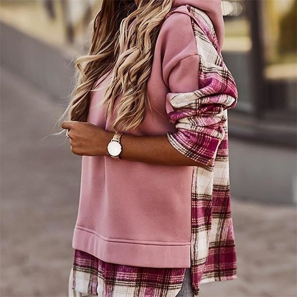 women fashion long sleeve casual hoodies hooded plaid long sleeve loose hoodies sweatshirt women 201203, Black
women fashion long sleeve casual hoodies hooded plaid long sleeve loose hoodies sweatshirt women 201203, Black