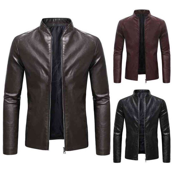 2022 stand collar claret leather jackets for mens style brown cool motorcycle bomber moto jackets brown faux leather coats black t220728
2022 stand collar claret leather jackets for mens style brown cool motorcycle bomber moto jackets brown faux leather coats black t220728