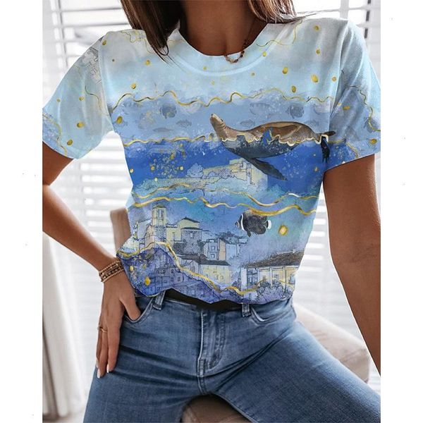 womens summer 3d printing t painting sleeve t-shirt round neck gentle and elegant european american trend, White
womens summer 3d printing t painting sleeve t-shirt round neck gentle and elegant european american trend, White